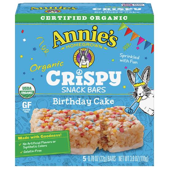 Annie's Organic Birthday Cake Crispy Snack Bars (5 ct)