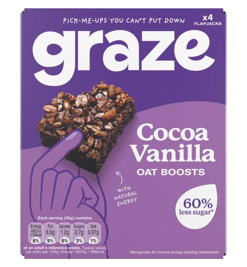 Graze Cocoa Vanilla, Oat Boosts Protein Bars (4 pack)