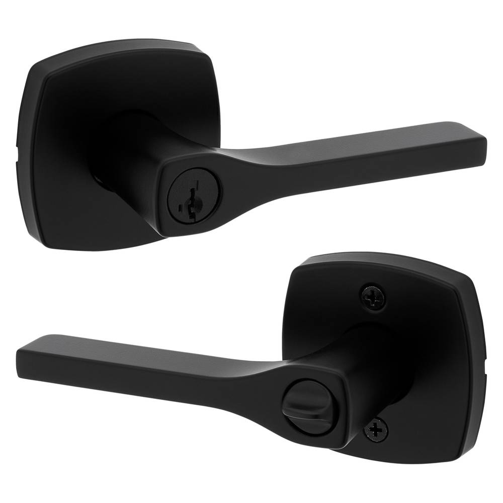 Kwikset Signature Series Tripoli Matte Black Exterior Keyed Entry Door Handle with Smartkey | 97402-926