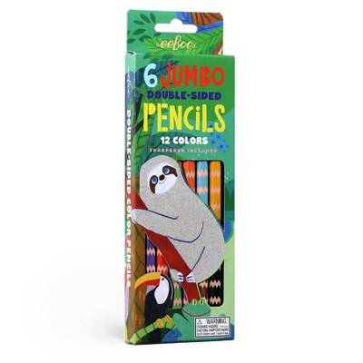 eeBoo Sloth Jumbo Double-Sided Color Pencils/Set of 6