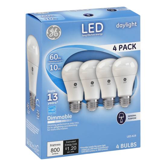 Ge Led Daylight 10 Watts Light Bulbs(4Ct)