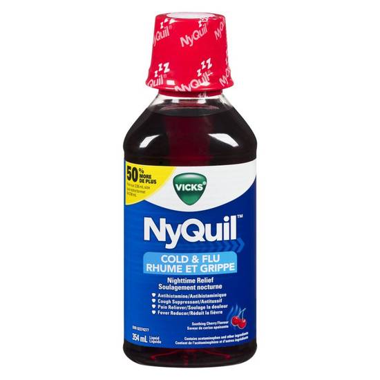 Vicks Nyquil Cold & Flu, Cherry (354 ml)