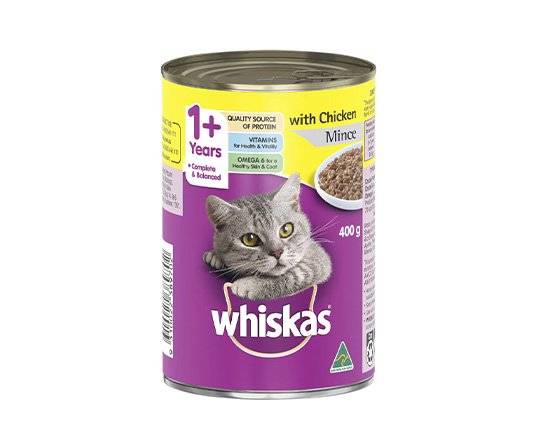 Whiskas Chicken Mince Wet Cat Food Can 400g