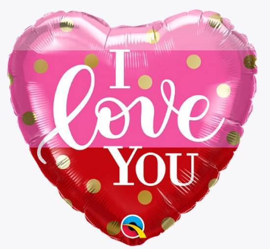 I Love You With Gold Dots Birthday Balloon