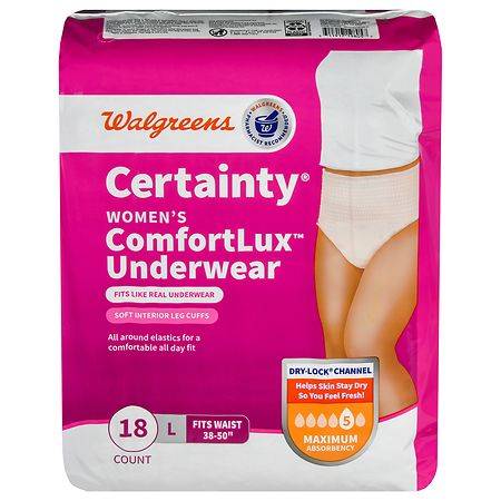 Walgreens Certainty Women's Comfortlux Underwear Large (18 ct)