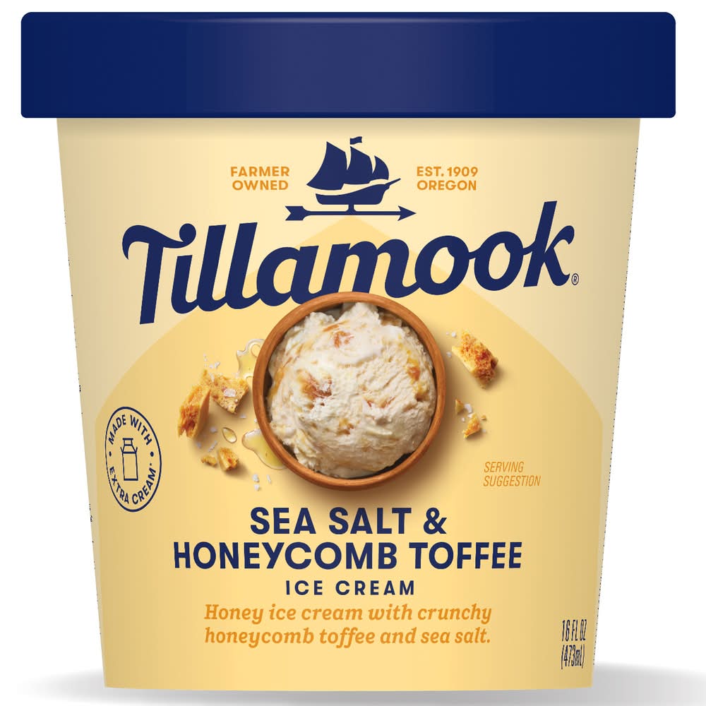 Tillamook Ice Cream, Sea Salt-Honeycomb Toffee (16 fl oz)