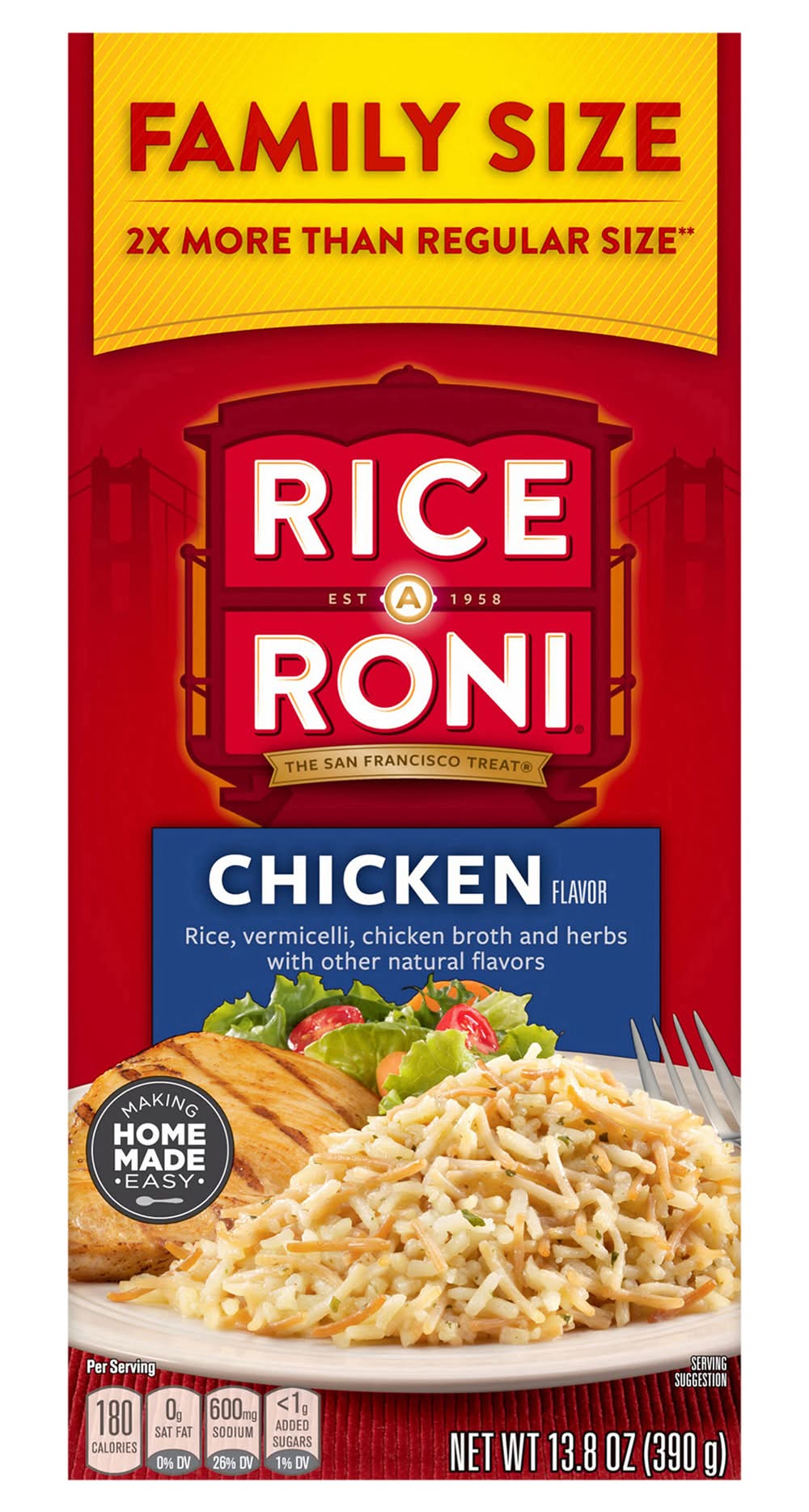 Rice-A-Roni Family Size Rice & Vermicelli Mix, Chicken (13.8 oz)
