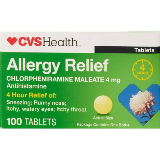 CVS Health 4HR Allergy Relief Chlorpheniramine Maleate, 100 CT