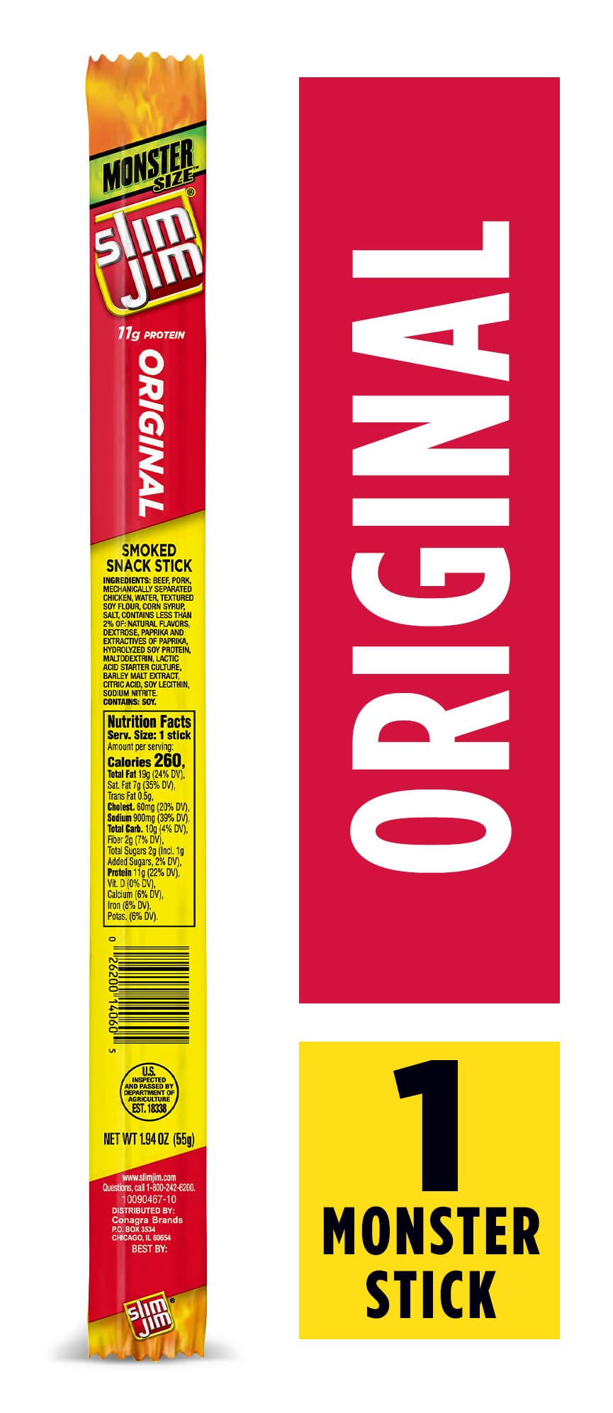 Slim Jim Monster Size Smoked Meat Stick, Original (1.94 oz)