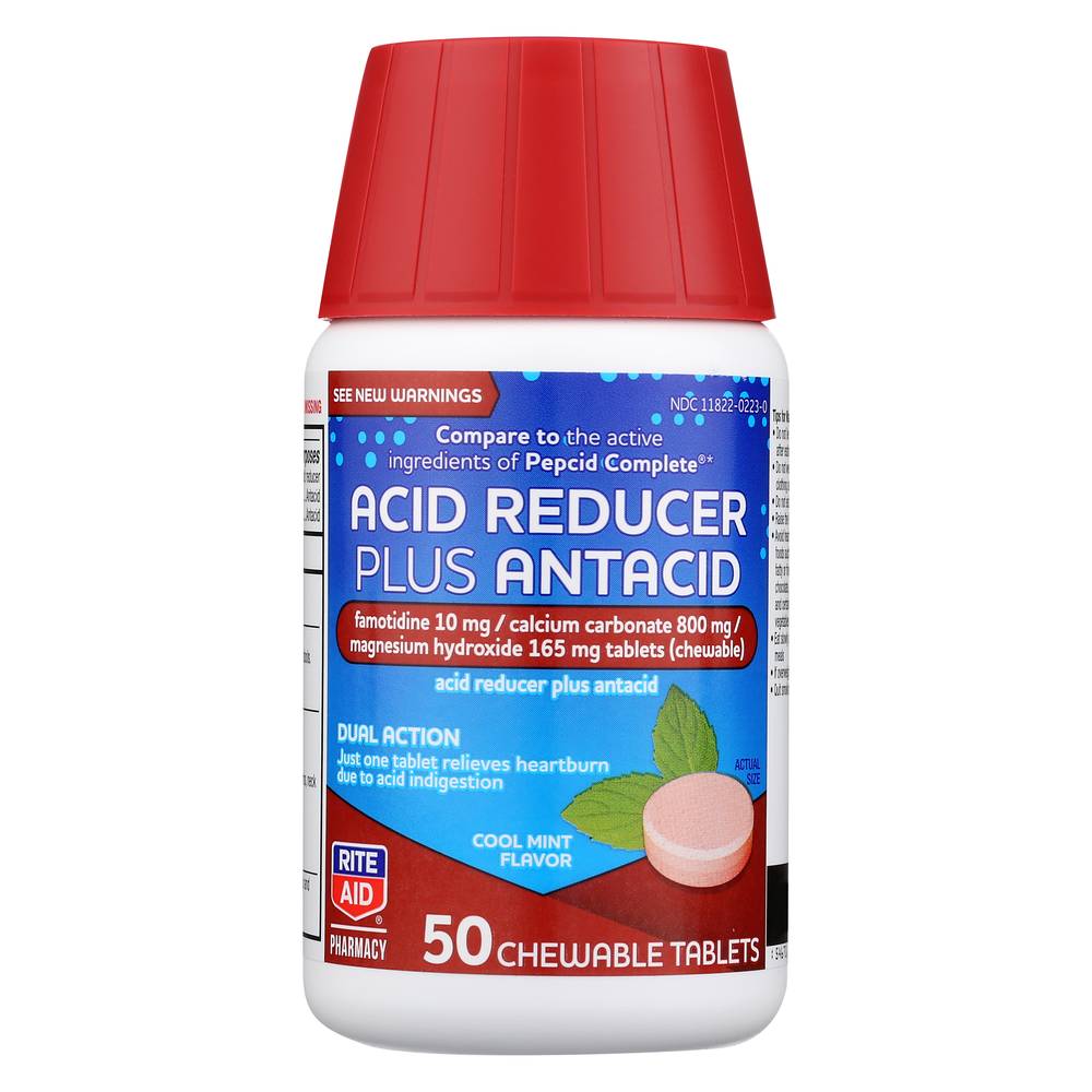Rite Aid Pharmacy Acid Reducer Plus Antacid Chewable Tablets - Famotidine, 50 ct