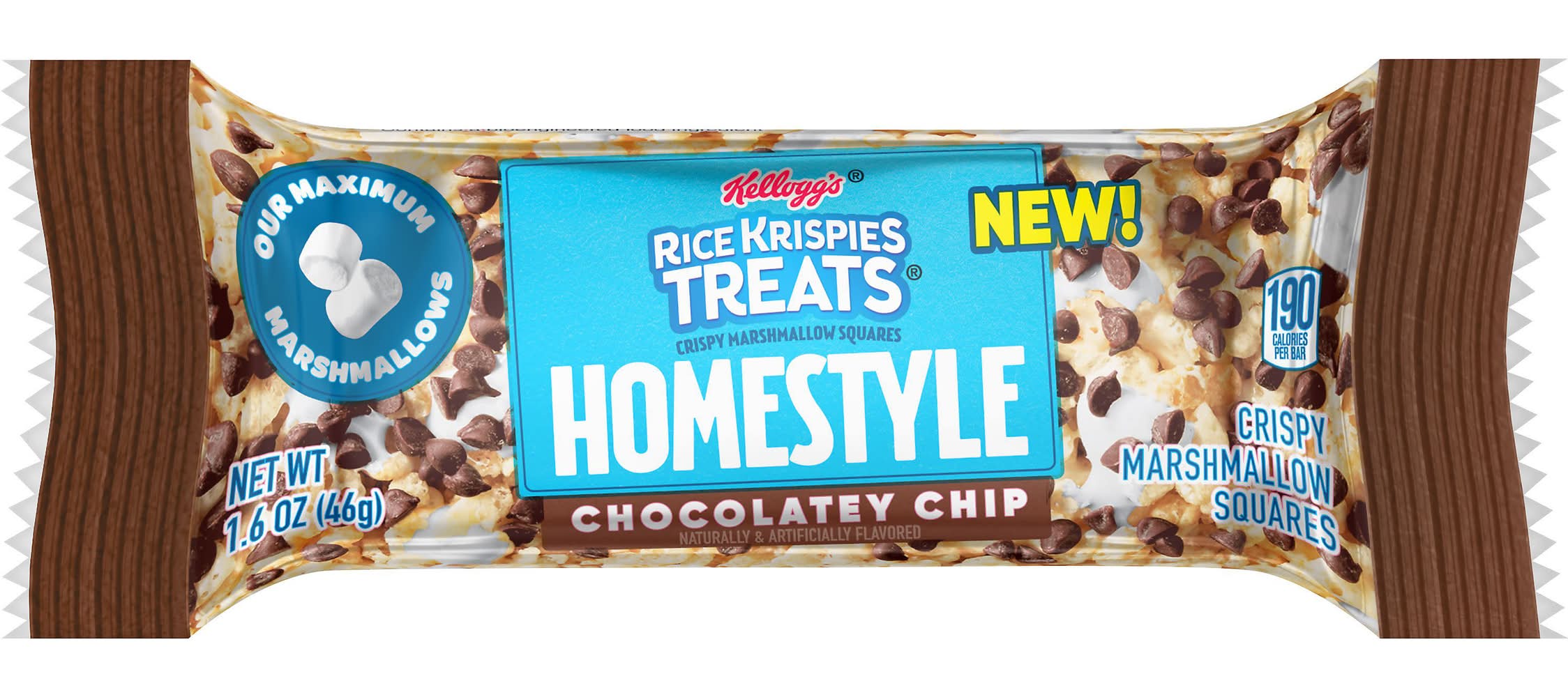 Rice Krispies Treats Homestyle Crispy Marshmallow Squares Snack Bar, Chocolatey Chip (1.6 oz)