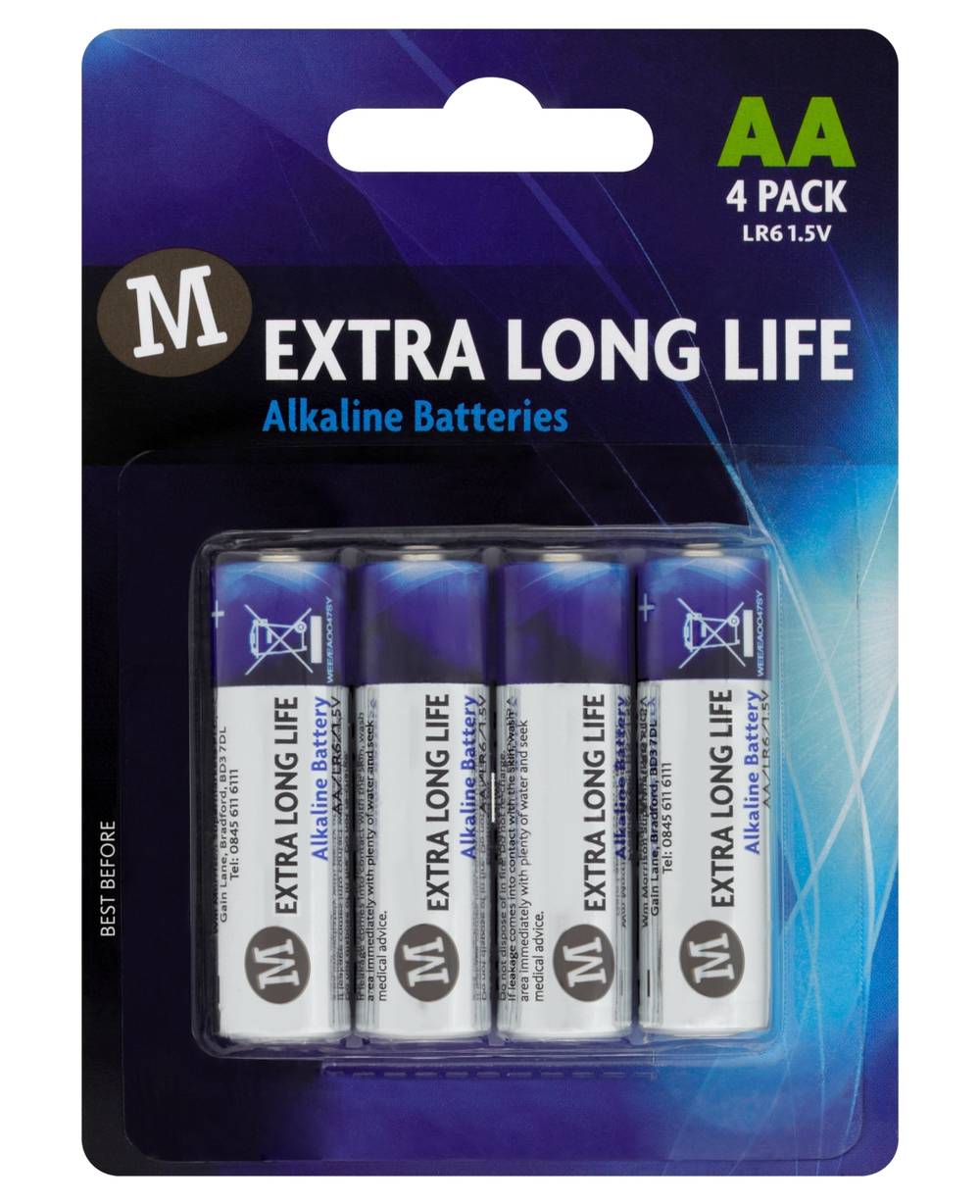 Morrisons Extra Long Life Alkaline Batteries Aa 4 Pack