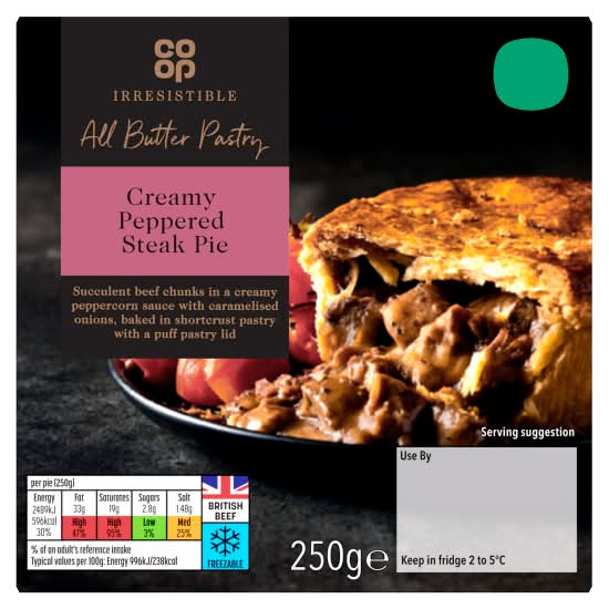 Co-op Creamy Peppered, Irresistible Steak Pie (250g)