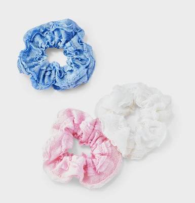 Girls' 3pk Ruffled Fabric Hair Twisters - art class™: Fashion Accessory for All Hair Types, Includes Ponytail Holder