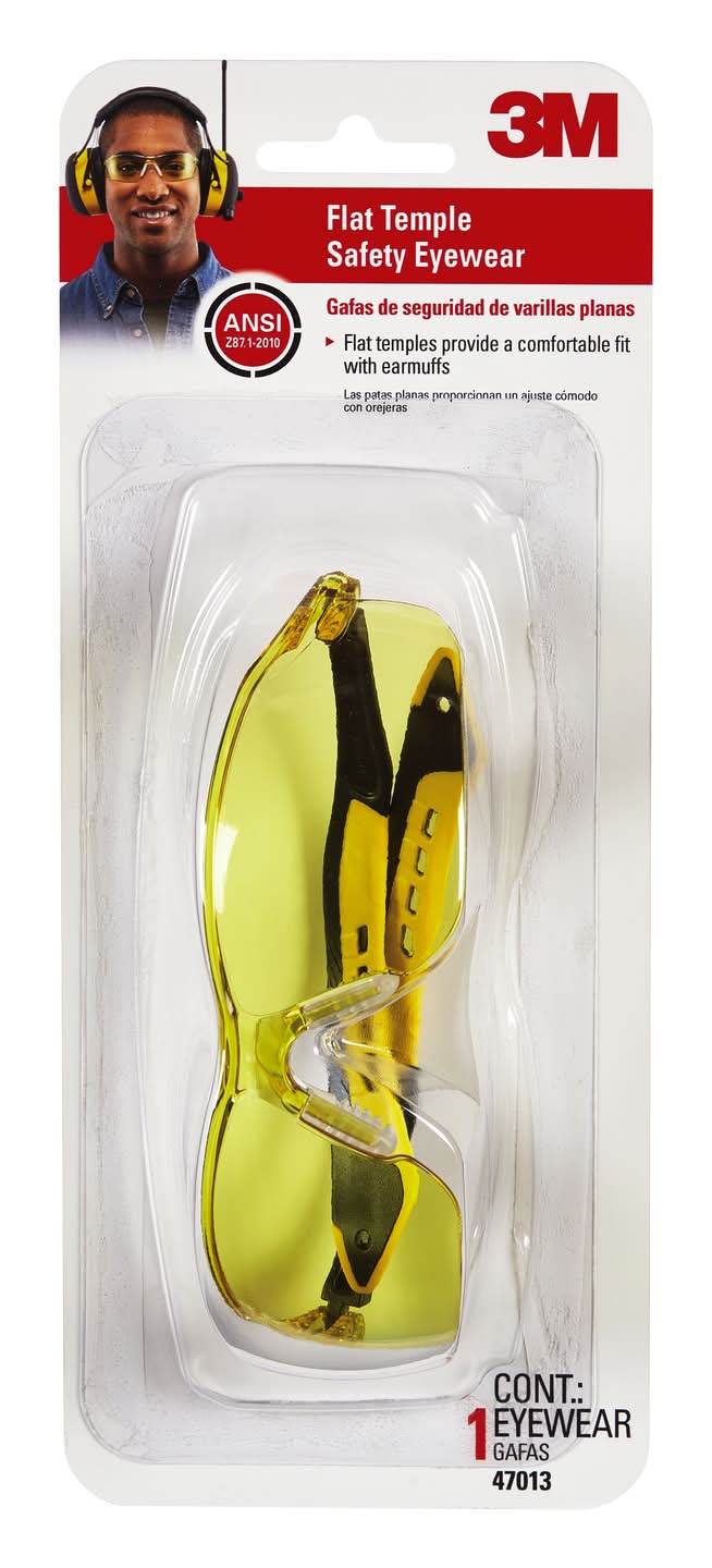 3M Safety Glasses Amber Lens Black/Yellow Frame 1 Pc