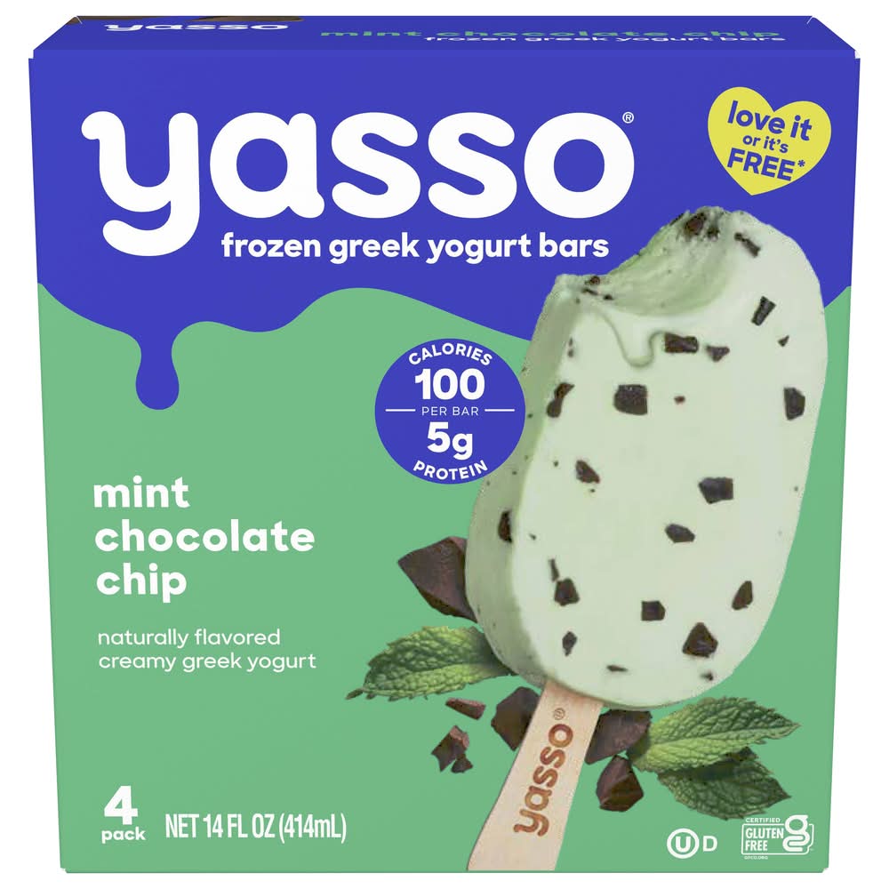 Yasso Frozen Greek Yogurt Bars, Mint Chocolate Chip (14 fl oz, 4 ct)