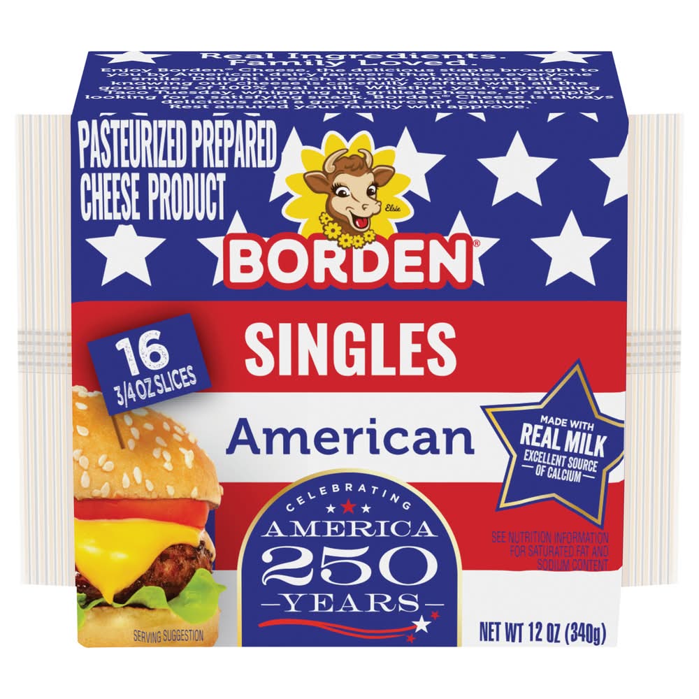 Borden Singles American Cheese Slices (12 oz, 16 ct)