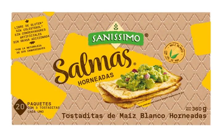 Saníssimo · Salmas tostaditas de maíz blanco horneadas (20 x 18 g)