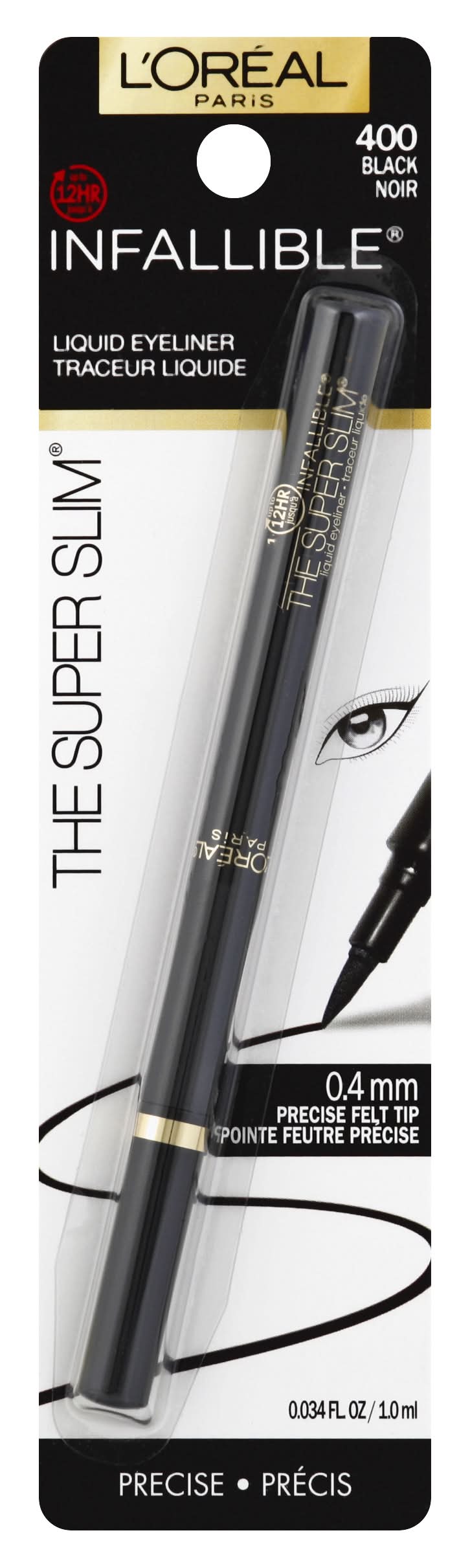 L'Oréal Liquid Eyeliner, 400 Black Noir (0.03 fl oz)