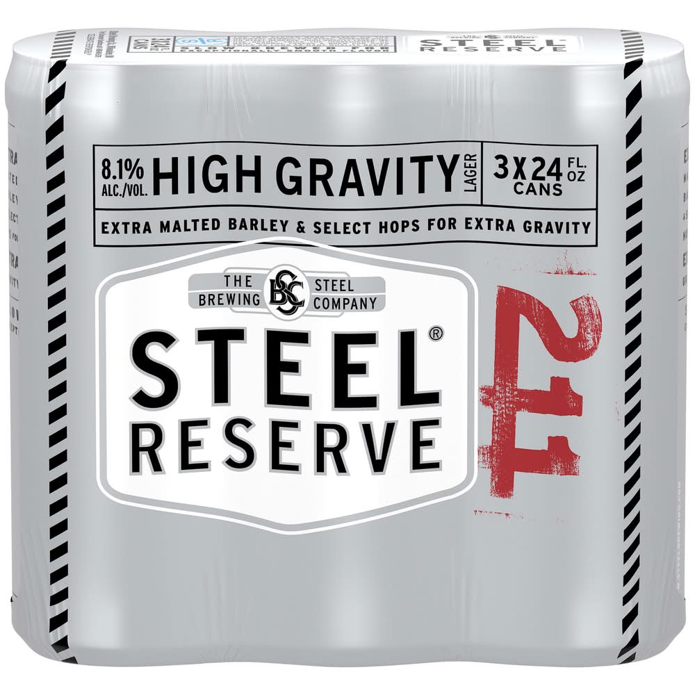 Steel Reserve 211 High Gravity Lager Beer (3 x 24 oz)