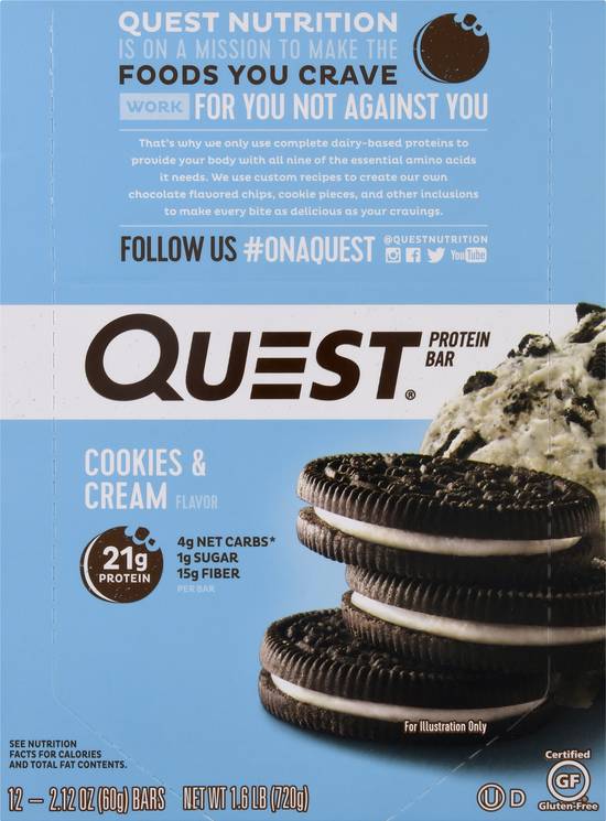 Quest Cookies and Cream Protein Bars (12 ct)
