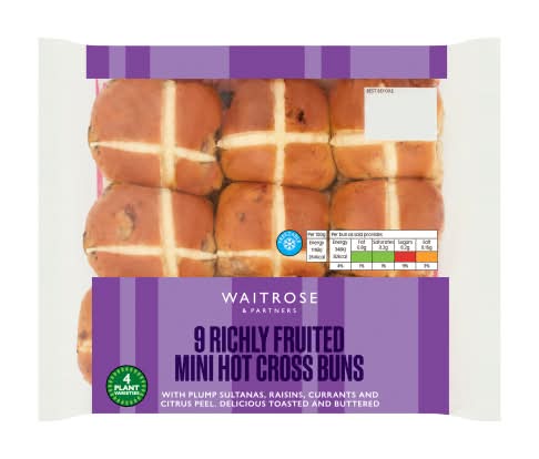 Waitrose & Partners Richly Fruited Mini Hot Cross Buns