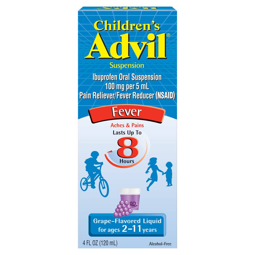 Advil Children's Ibuprofen 100mg Fever Reducer, Grape (4 fl oz)