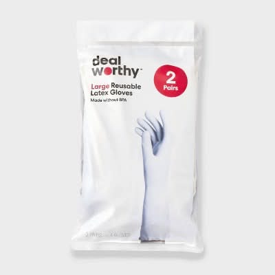 Dealworthy Reusable Latex Gloves, L (2 ct)