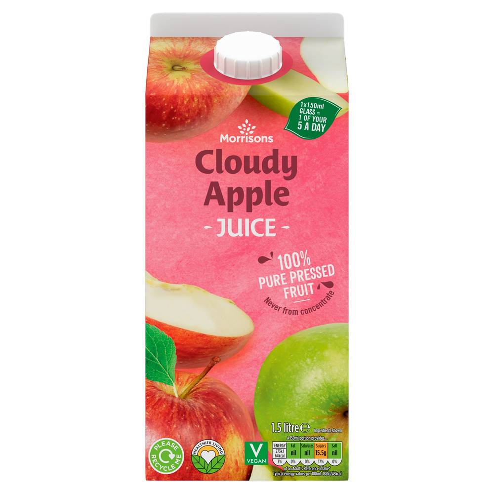 Morrisons 100% Cloudy Apple Fruit Juice (1.5L)