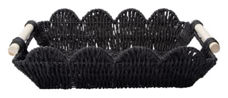 Scallop Paper Rope Tray 12.60in x 10.63in Black