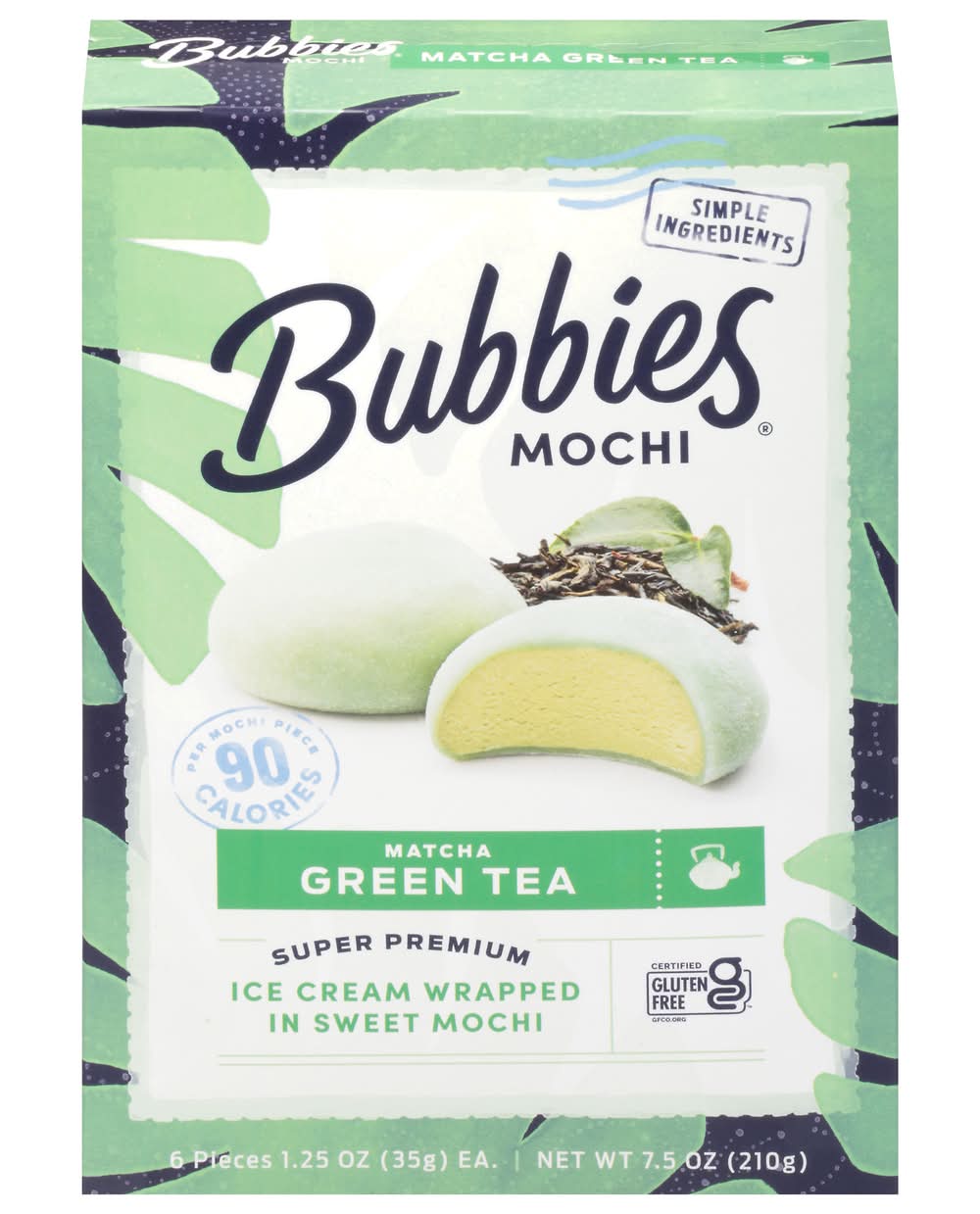 Bubbies Ice Cream Wrapped in Sweet Mochi, Matcha Green Tea (7.5 oz, 6 ct)