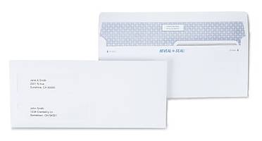 Staples Reveal-N-Seal #9 Double Window Envelope, 3 7/8 x 8 7/8, White, 300/Box (20567-US)
