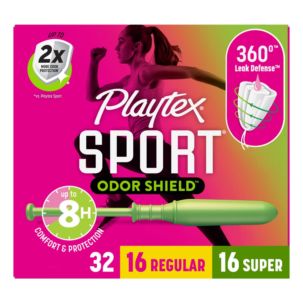 Playtex Sport Odor Shield Unscented Plastic Tampons (9.6 oz, 32 ct)