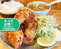 巨大唐揚げともつ煮　東京唐揚げランド