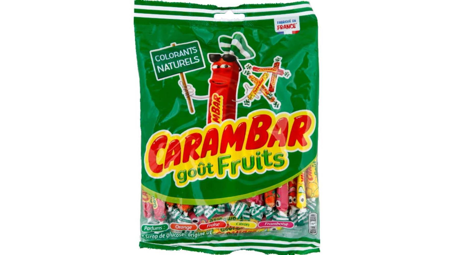 Carambar - Bonbons fruits, fraise, orange, framboise, citron (320g)