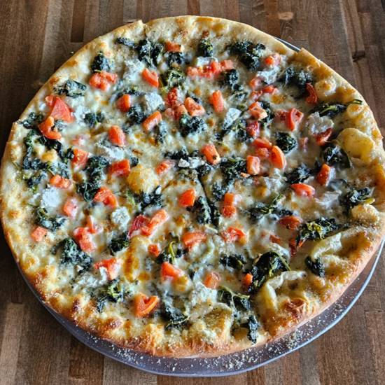 Whtie Spinach Tomato Ricotta Pizza 14"