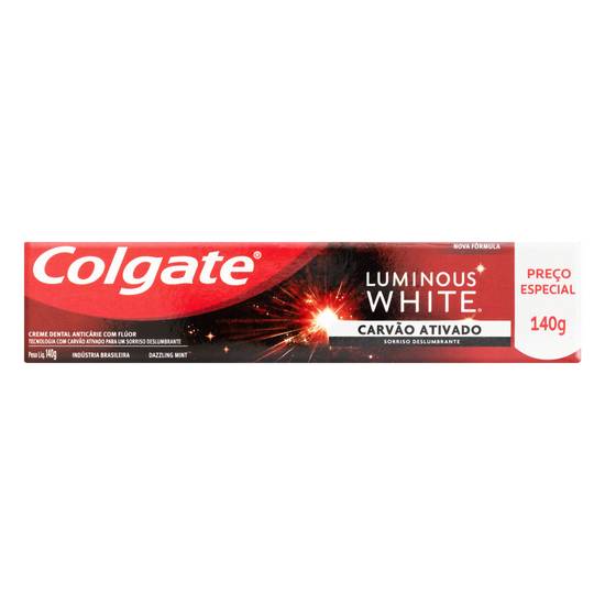Colgate creme dental luminous white carvao (140g)