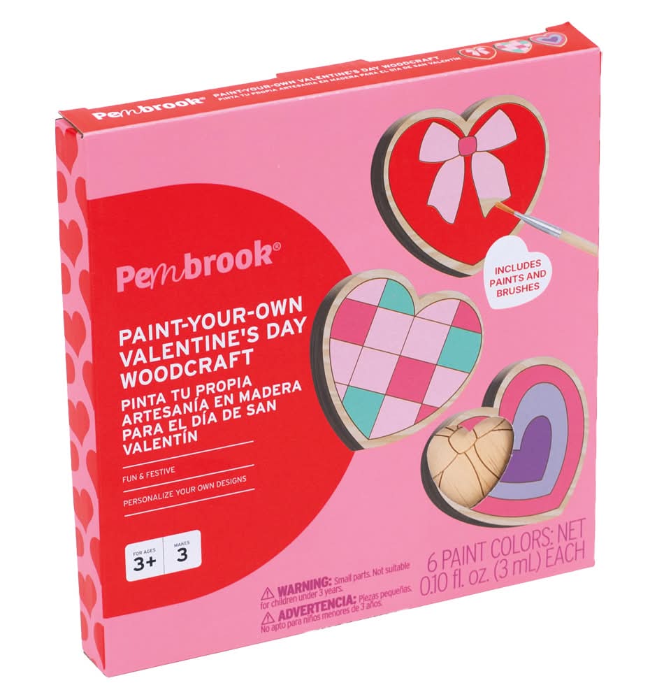 Pembrook Paint-Your-Own Valentine's Day Woodcraft Heart Designs