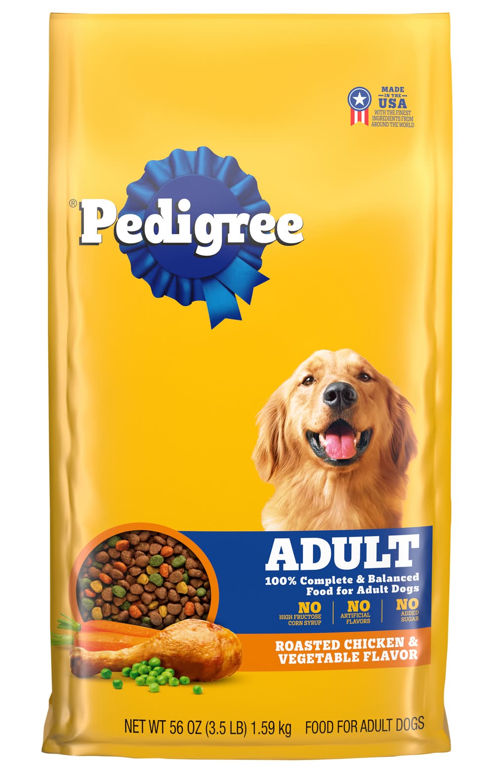Pedigree 100% Complete & Balanced Dry Dog Food, Roasted Chicken & Vegetable, Adult (56 oz)