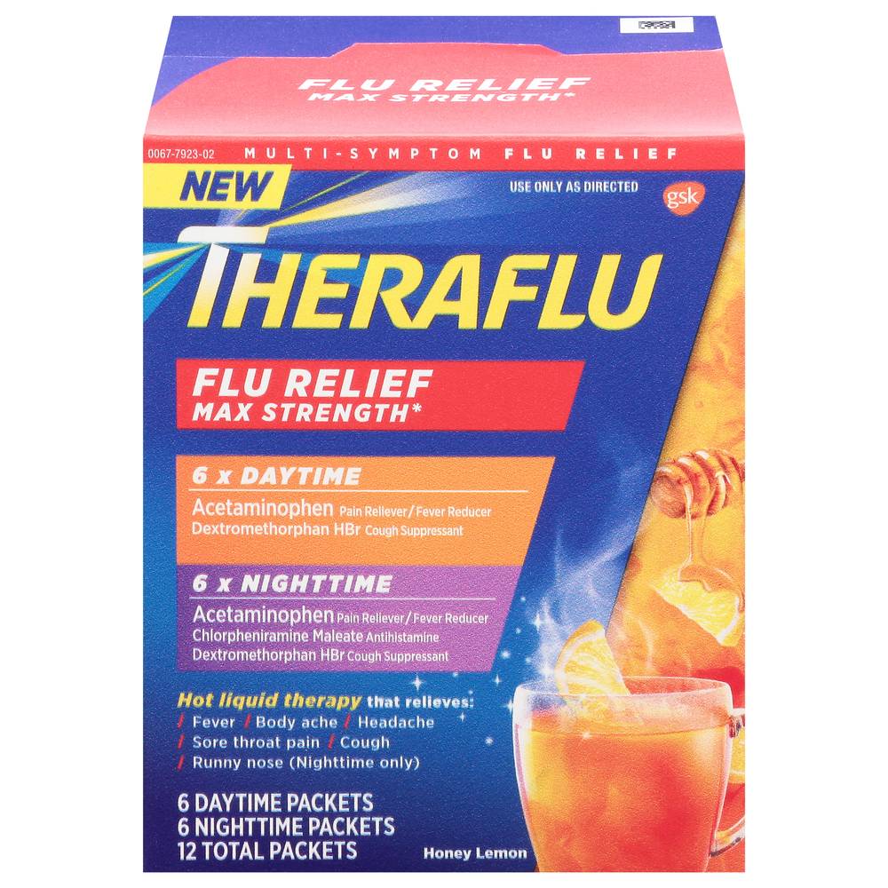 Theraflu Max Strength Daytime and Nighttime Flu Relief (honey lemon) ( 12 ct )