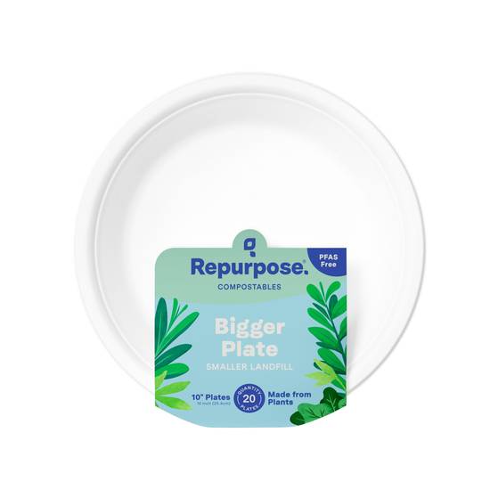 Repurpose Compostable Dinner Plates - 10 Inch, 20 ct