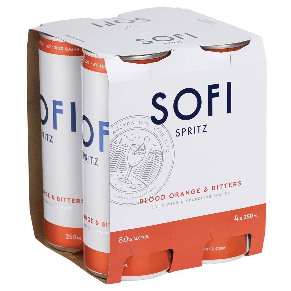 Sofi Spritz Blood Orange & Bitters Can 250mL X 4 pack