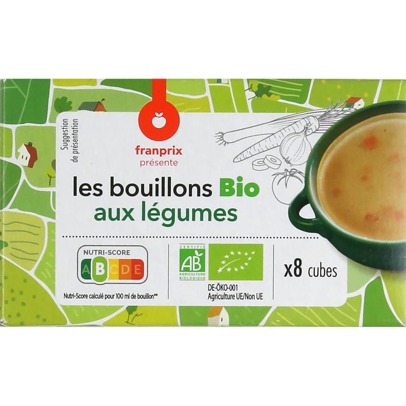 Bouillon cube de légumes bio franprix bio 8X10g