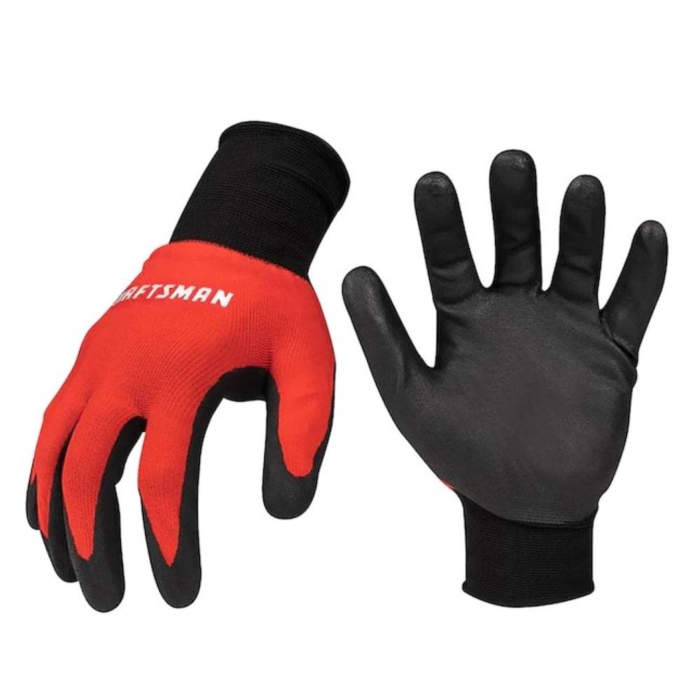 CRAFTSMAN Medium Red Nitrile Dipped Nylon Utility Gloves, (1-Pair) | CMMT14201