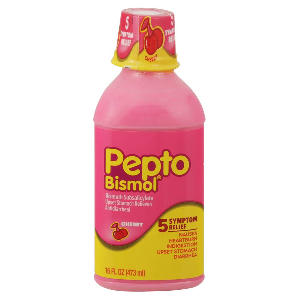 Pepto Bismol Cherry Flavor 5 Symptom Stomach Relief Liquid