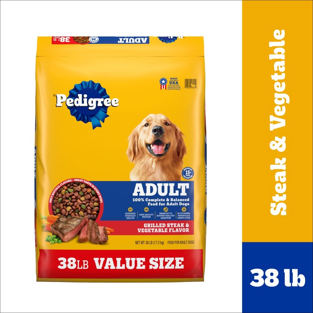 Pedigree Complete Nutrition Dry Dog Food, Steak & Vegetable, Adult (38 lbs)