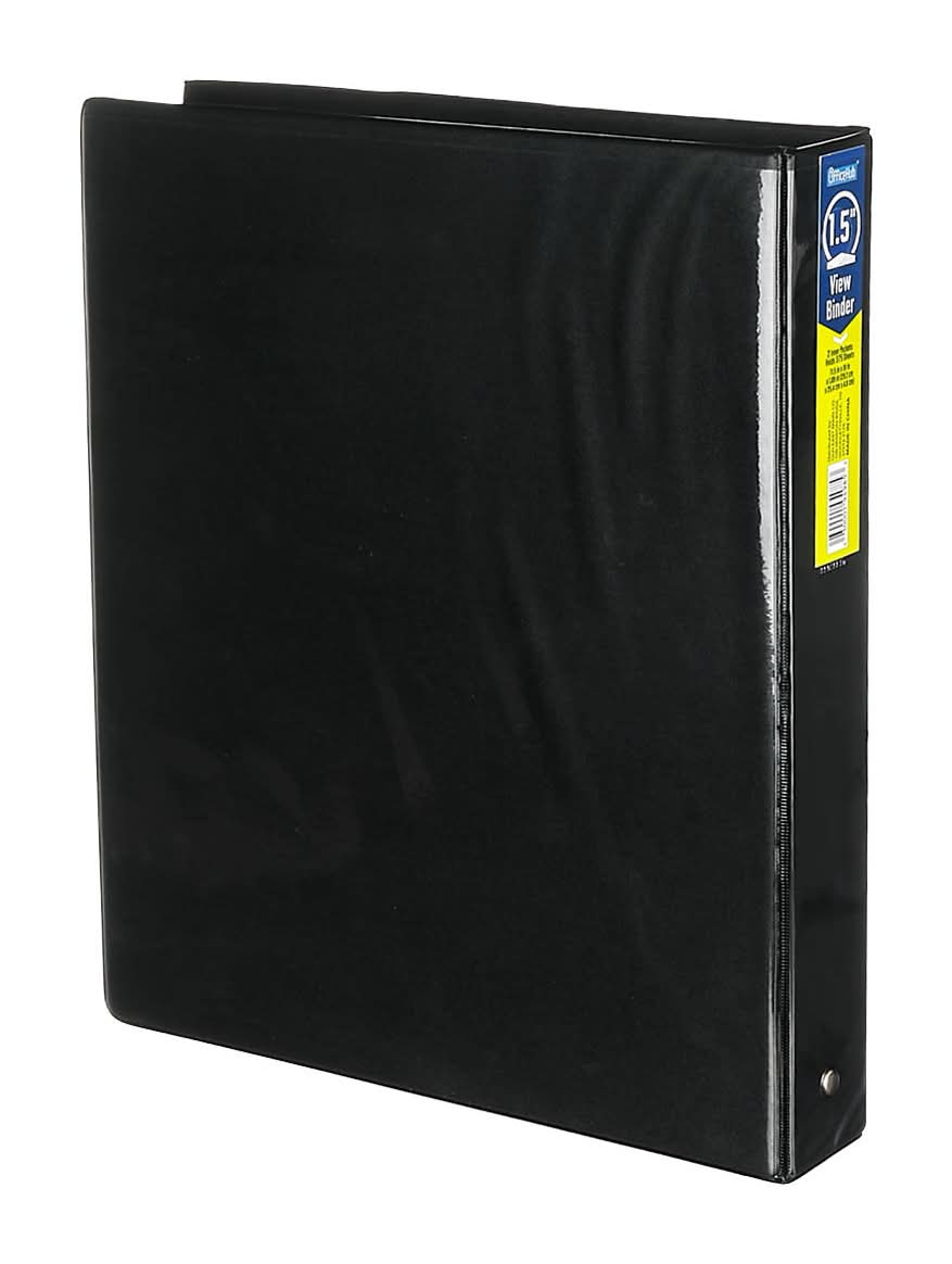Office Hub Basic Round Ring View Binder, 1.5 in, Black