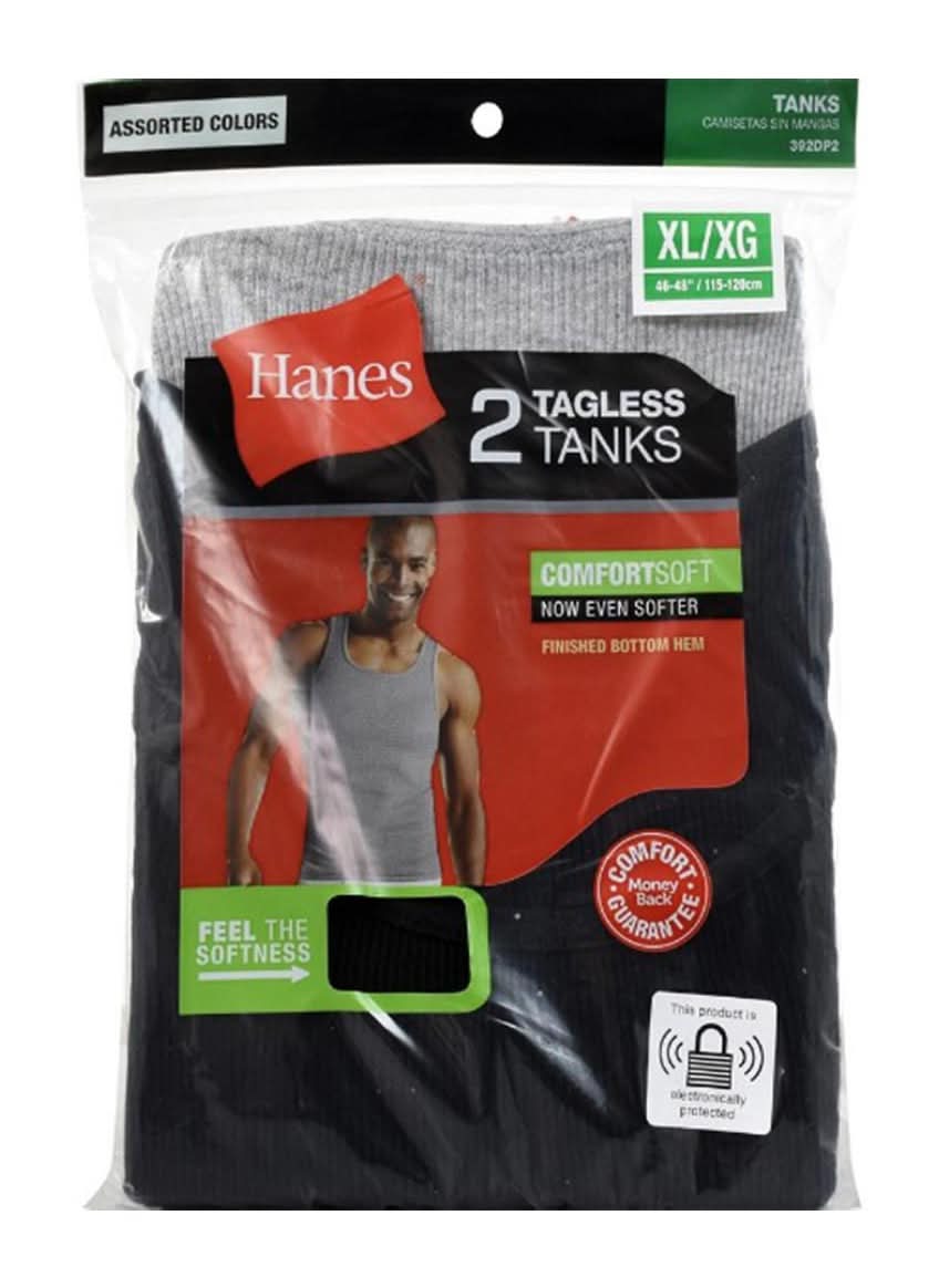 Hanes Tagless Tanks, Men, XL/XG, Assorted (2 ct)