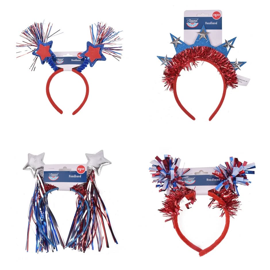 Patriotic Tinsel-Decorated Bopper Headbands