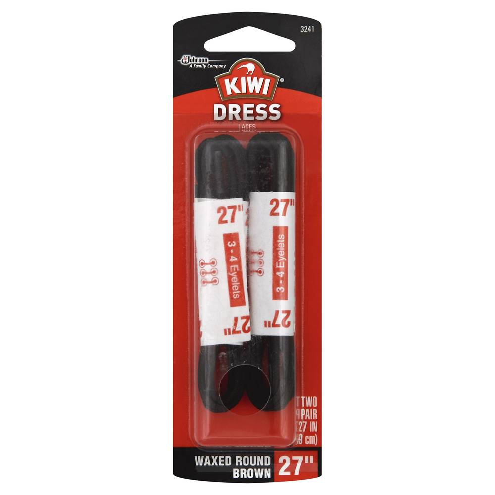 KIWI 27" Waxed Round Brown Dress Laces (1.6 oz)